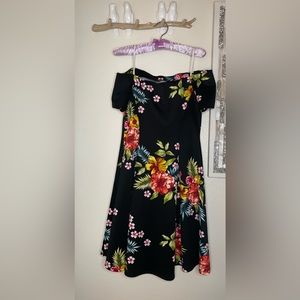 Off shoulder floral tropical dress
